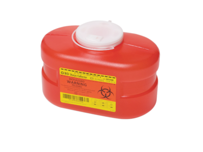 Boîte à Aiguilles Et Objets Tranchants BD - 3,3 Quarts (3,1L), Rouge, à Ouverture Entonnoir, Pour Déchets Médicaux